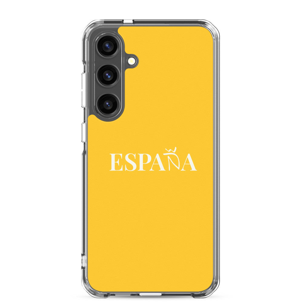Carcasa transparente Samsung ESPAÑA amarilla letra blanca