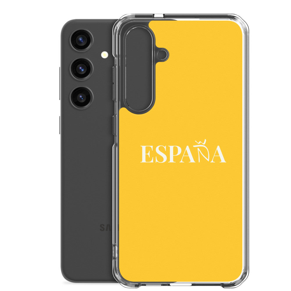 Carcasa transparente Samsung ESPAÑA amarilla letra blanca