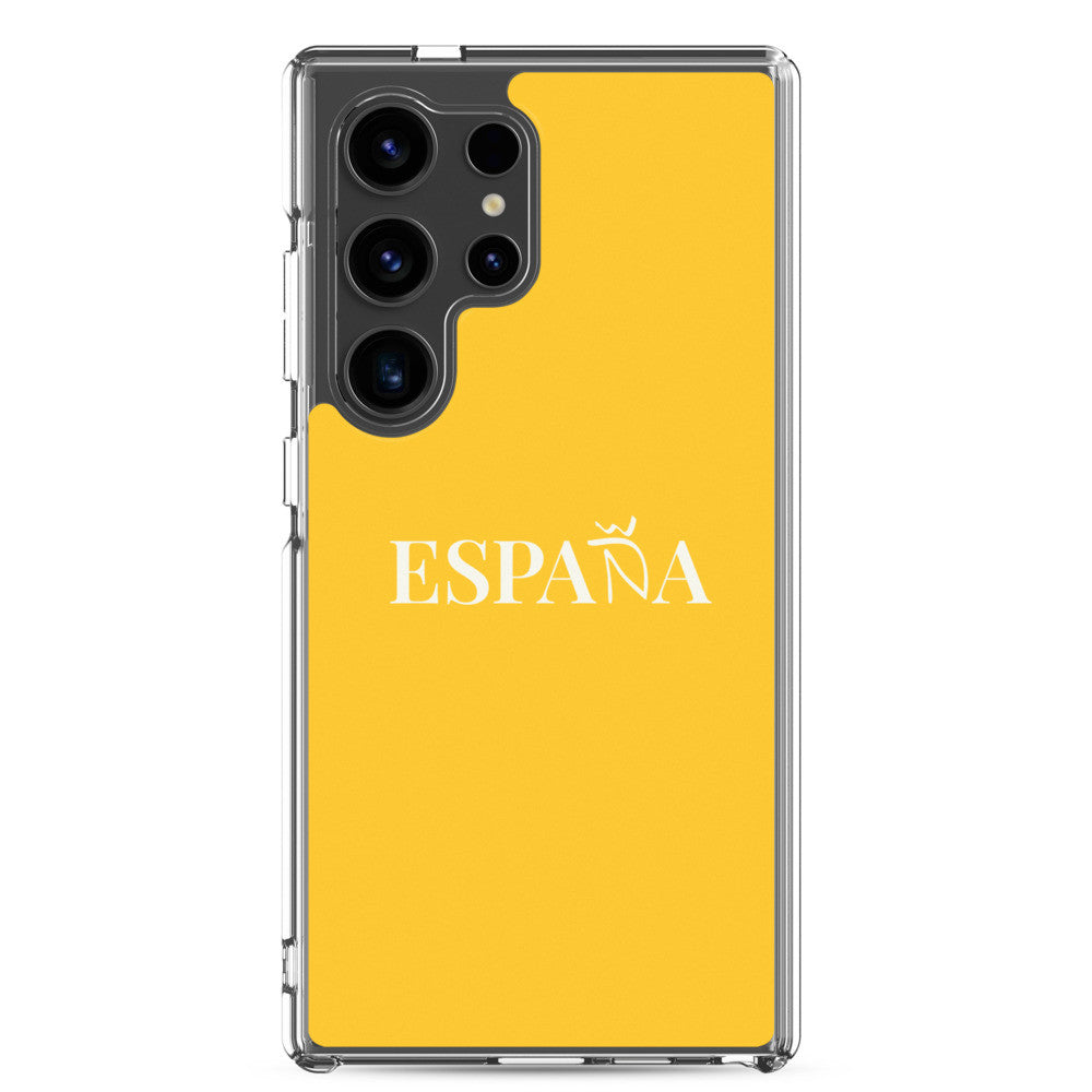 Carcasa transparente Samsung ESPAÑA amarilla letra blanca