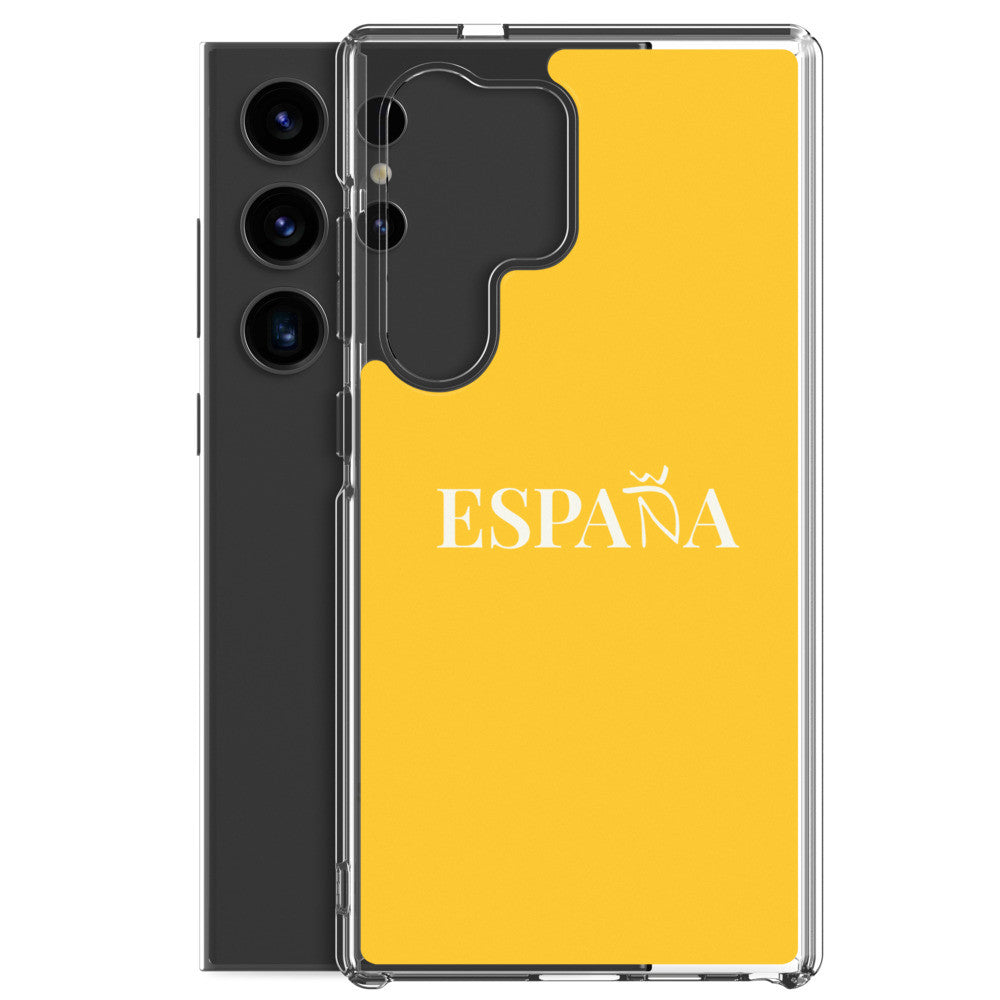 Carcasa transparente Samsung ESPAÑA amarilla letra blanca