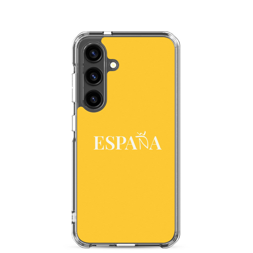 Carcasa transparente Samsung ESPAÑA amarilla letra blanca