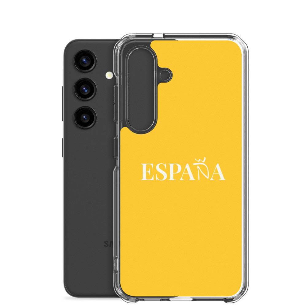 Carcasa transparente Samsung ESPAÑA amarilla letra blanca