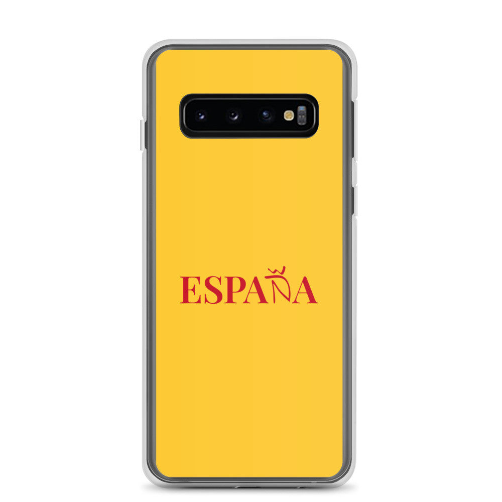 Carcasa transparente Samsung ESPAÑA amarilla letra roja