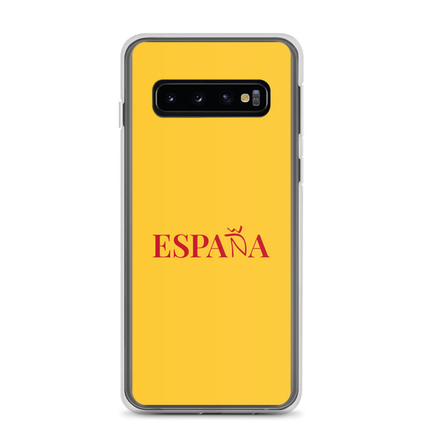Carcasa transparente Samsung ESPAÑA amarilla letra roja