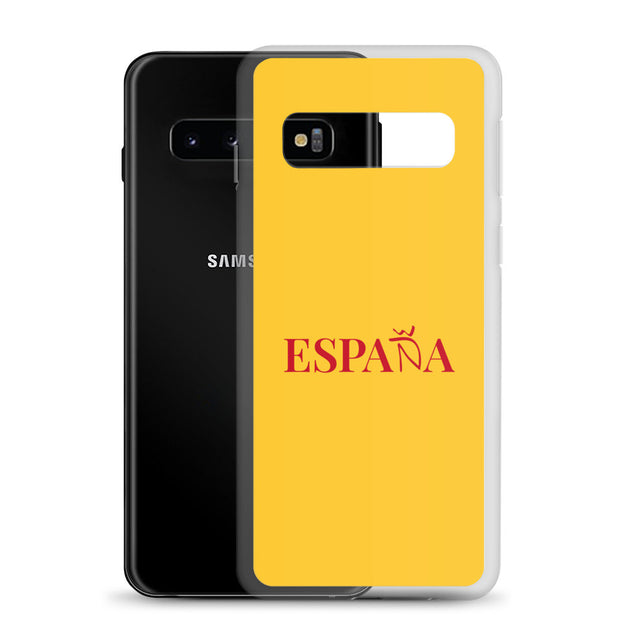 Carcasa transparente Samsung ESPAÑA amarilla letra roja