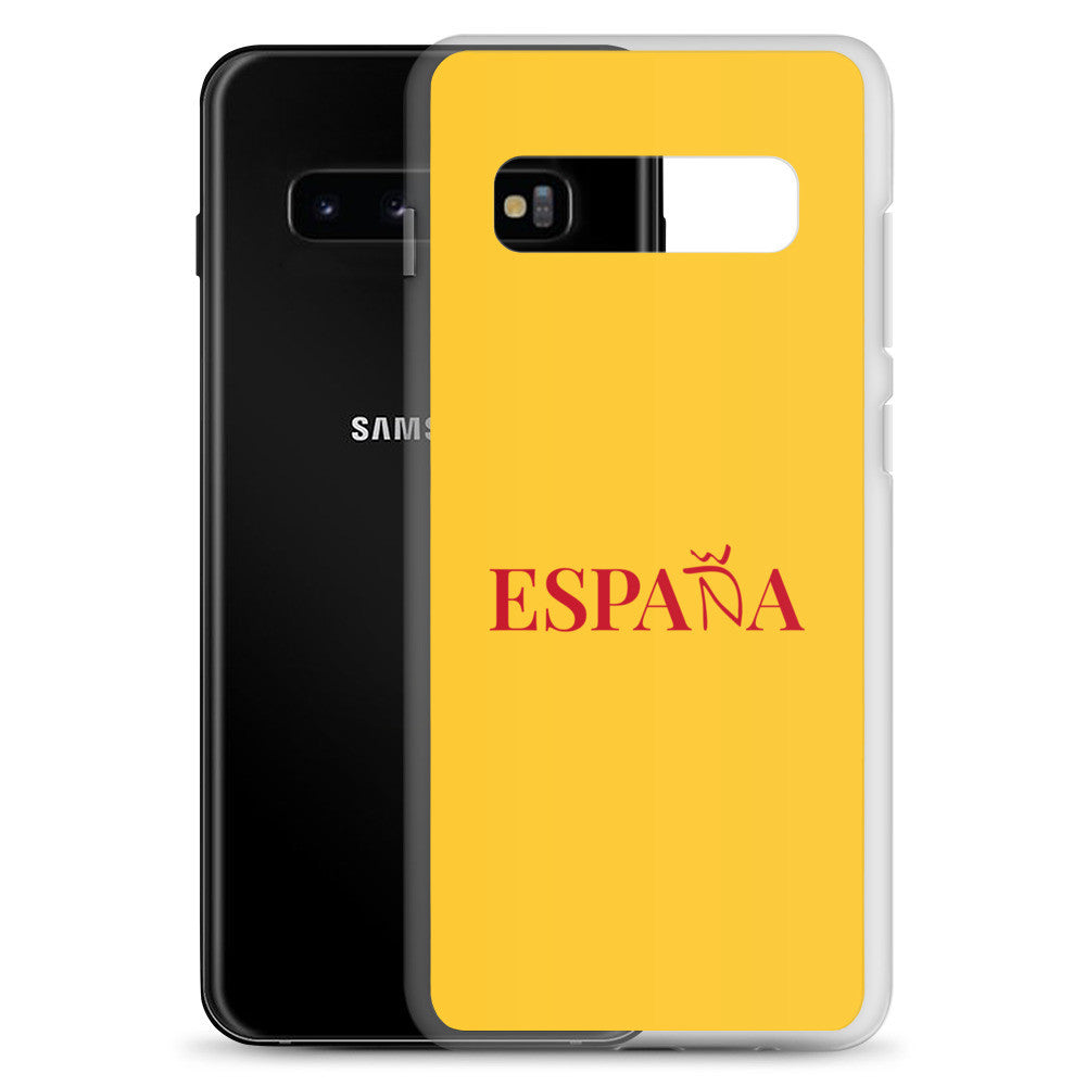 Carcasa transparente Samsung ESPAÑA amarilla letra roja