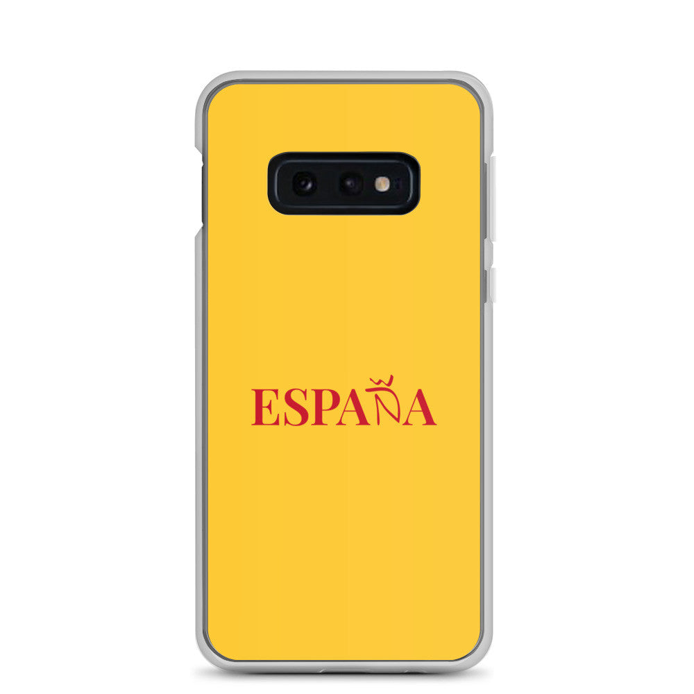 Carcasa transparente Samsung ESPAÑA amarilla letra roja