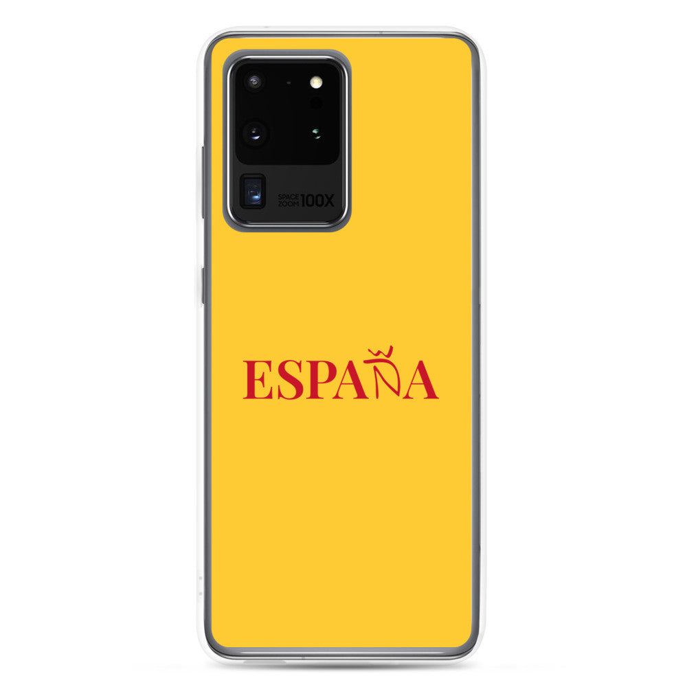 Carcasa transparente Samsung ESPAÑA amarilla letra roja