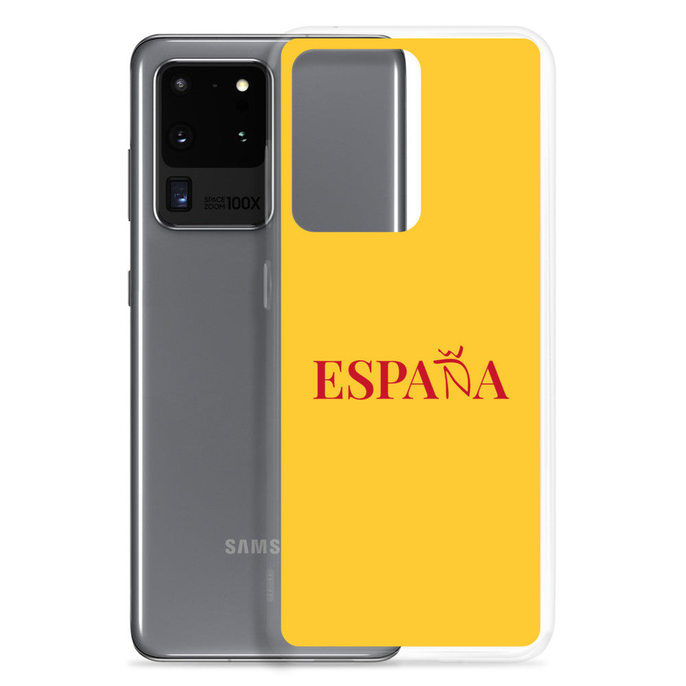 Carcasa transparente Samsung ESPAÑA amarilla letra roja