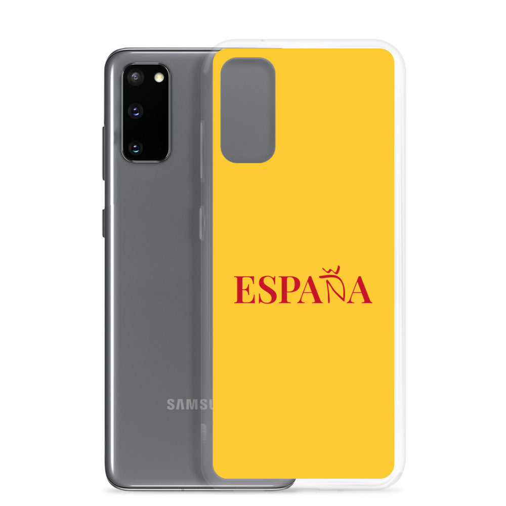 Carcasa transparente Samsung ESPAÑA amarilla letra roja