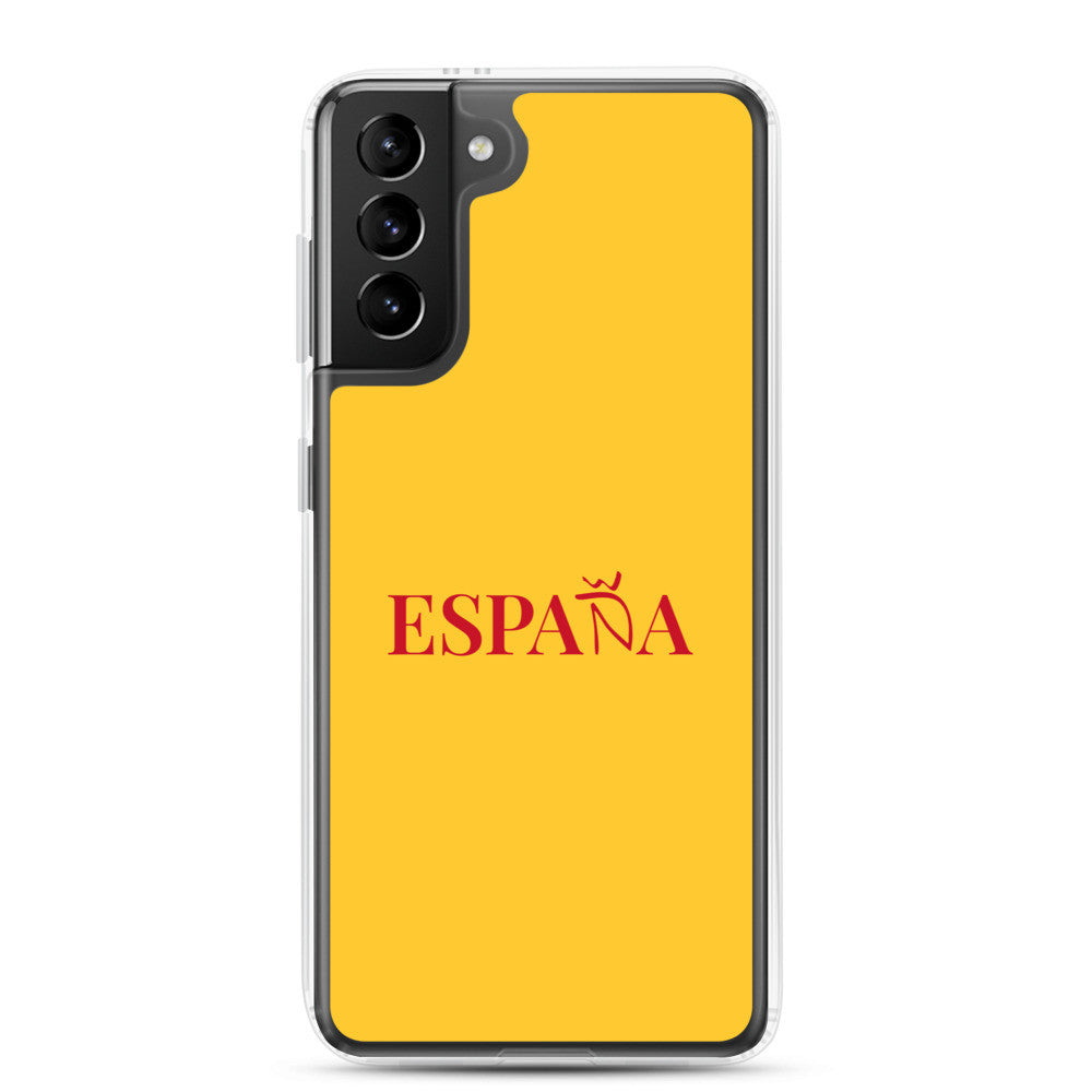 Carcasa transparente Samsung ESPAÑA amarilla letra roja