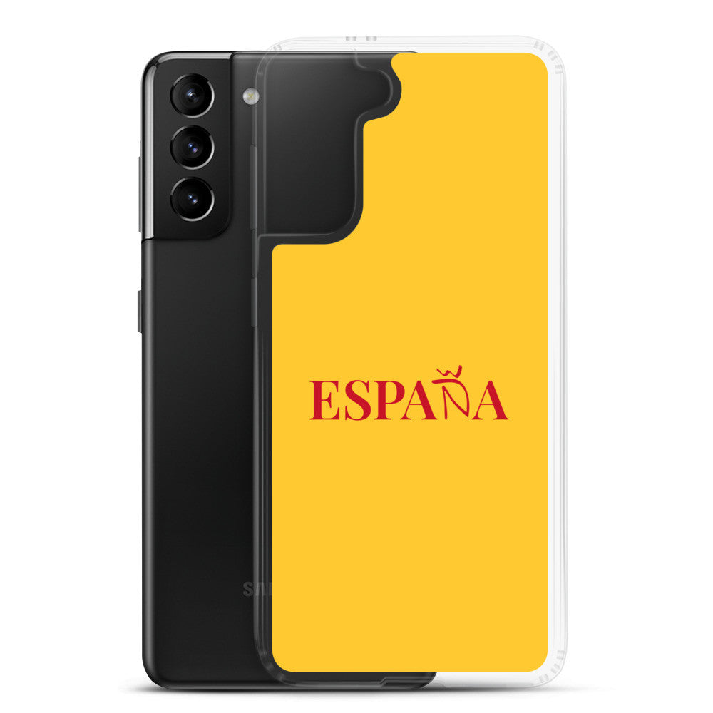 Carcasa transparente Samsung ESPAÑA amarilla letra roja
