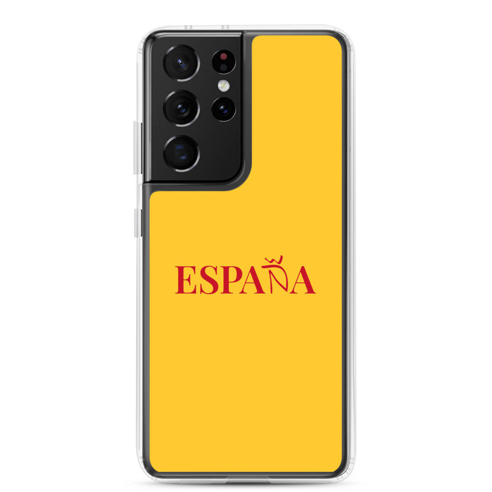 Carcasa transparente Samsung ESPAÑA amarilla letra roja