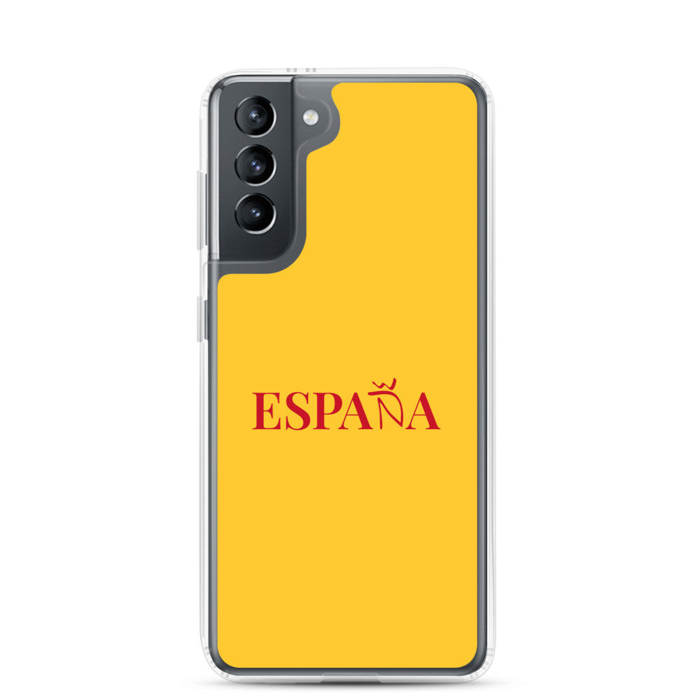 Carcasa transparente Samsung ESPAÑA amarilla letra roja
