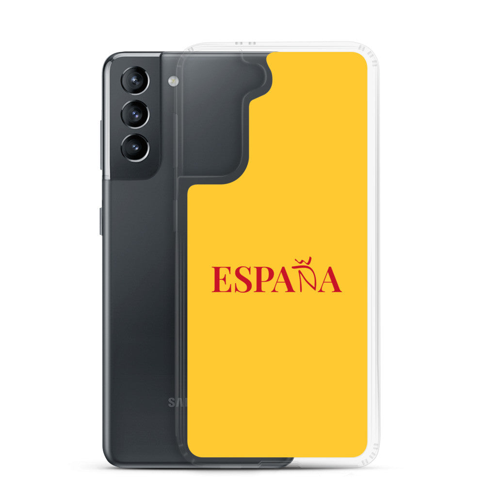 Carcasa transparente Samsung ESPAÑA amarilla letra roja