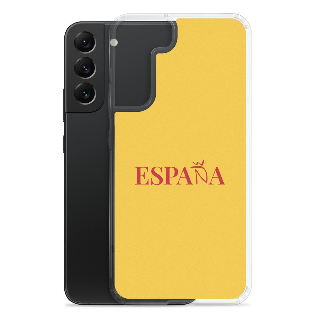 Carcasa transparente Samsung ESPAÑA amarilla letra roja
