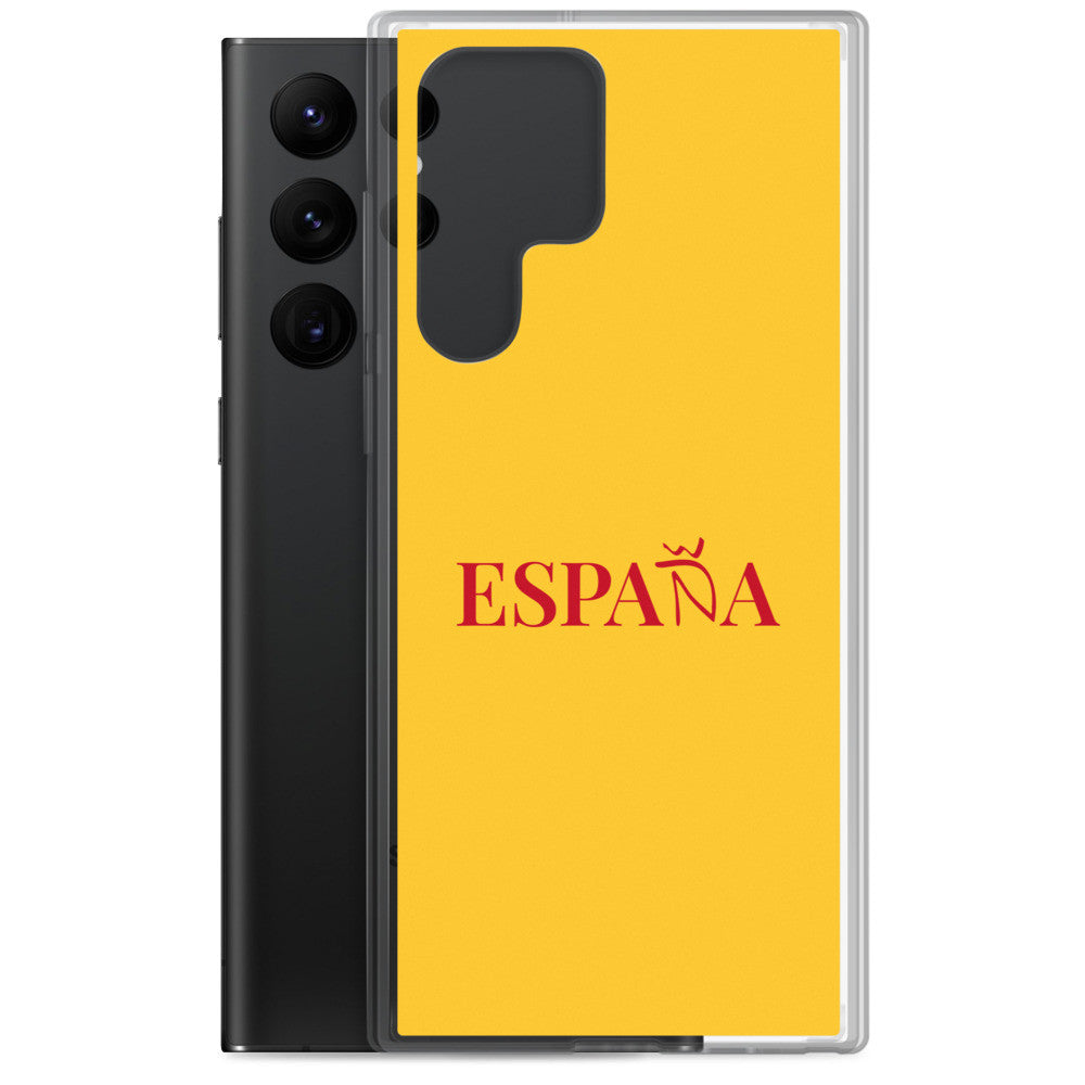 Carcasa transparente Samsung ESPAÑA amarilla letra roja
