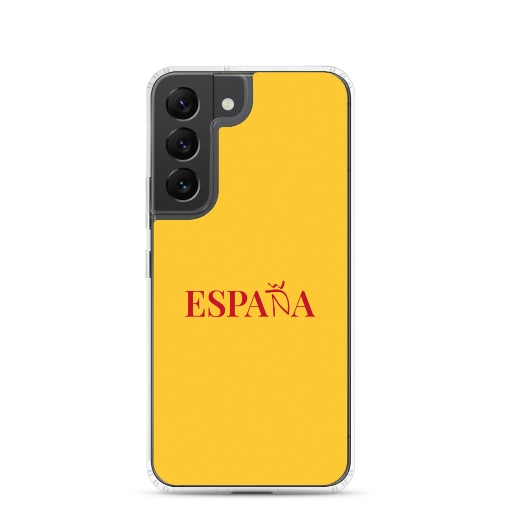 Carcasa transparente Samsung ESPAÑA amarilla letra roja