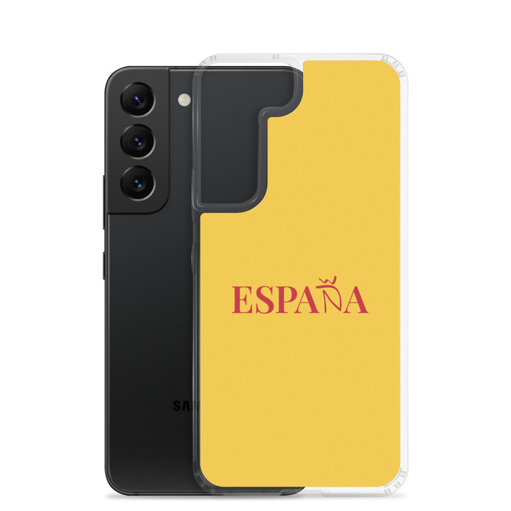 Carcasa transparente Samsung ESPAÑA amarilla letra roja