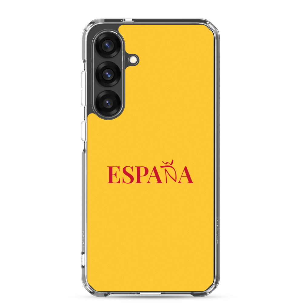 Carcasa transparente Samsung ESPAÑA amarilla letra roja