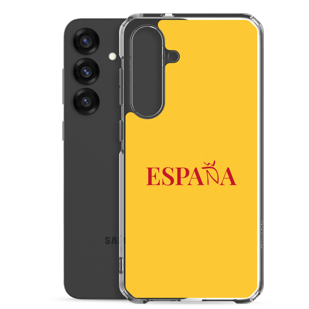 Carcasa transparente Samsung ESPAÑA amarilla letra roja