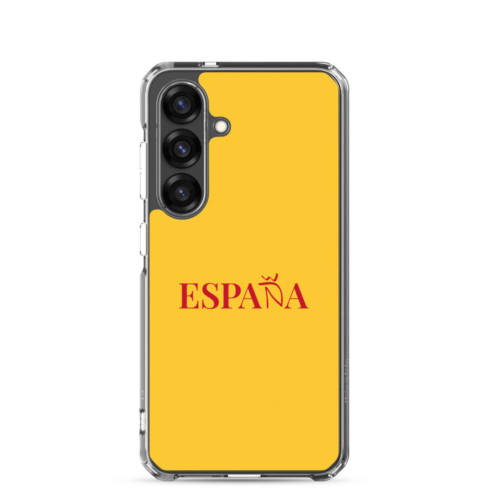 Carcasa transparente Samsung ESPAÑA amarilla letra roja