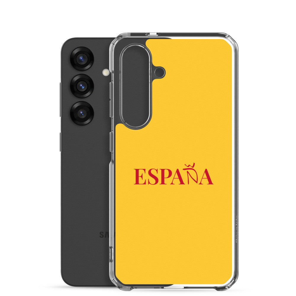 Carcasa transparente Samsung ESPAÑA amarilla letra roja