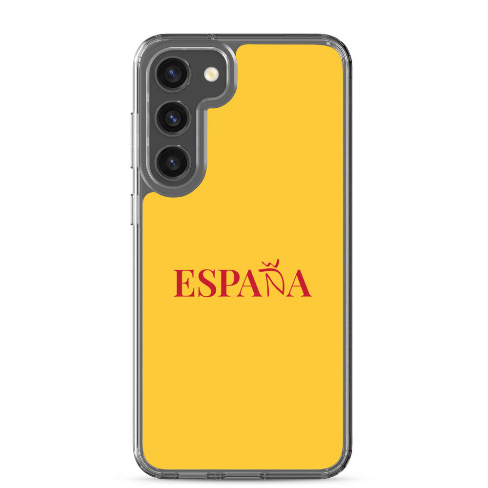 Carcasa transparente Samsung ESPAÑA amarilla letra roja