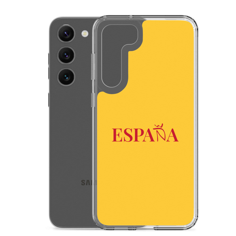 Carcasa transparente Samsung ESPAÑA amarilla letra roja