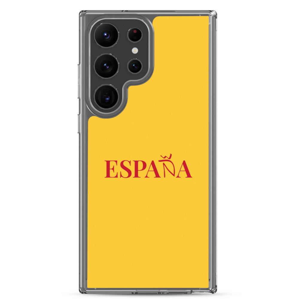 Carcasa transparente Samsung ESPAÑA amarilla letra roja