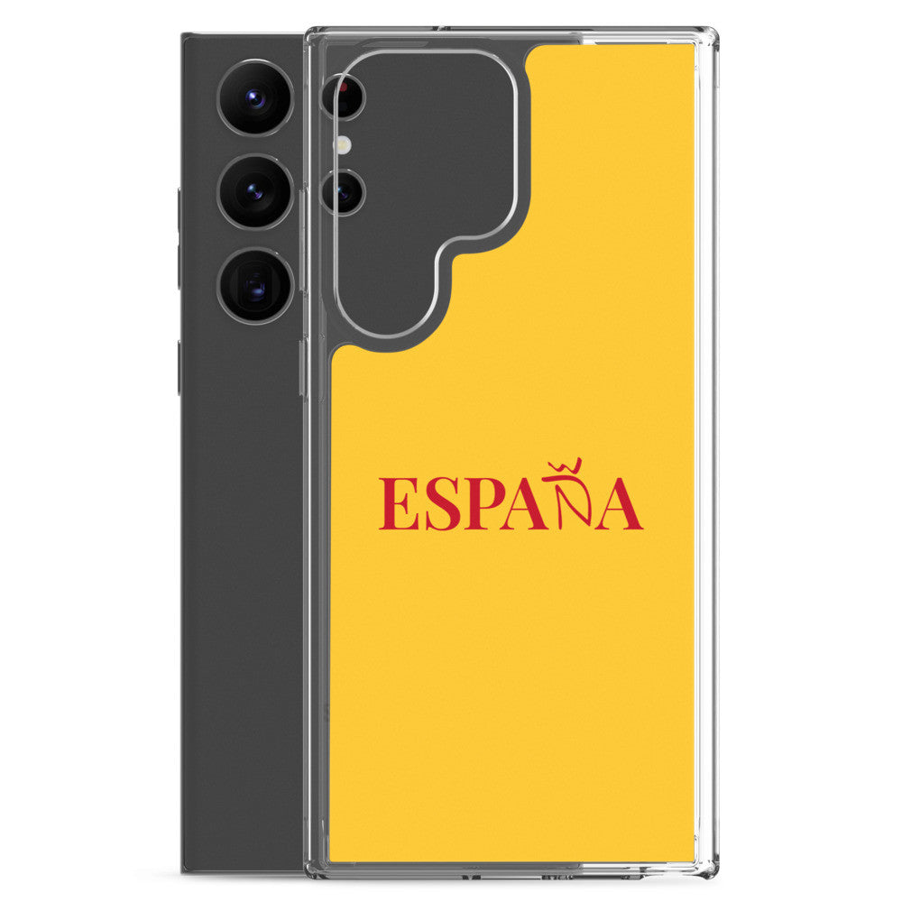 Carcasa transparente Samsung ESPAÑA amarilla letra roja