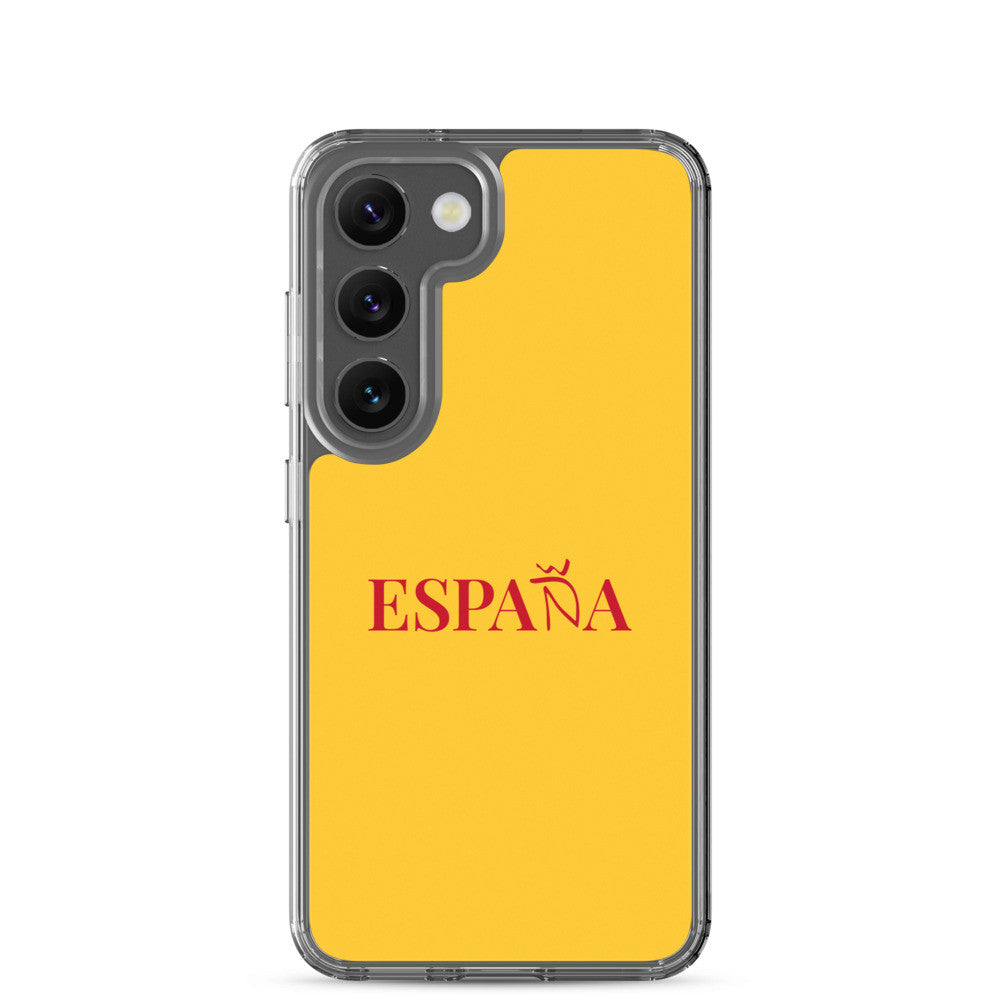 Carcasa transparente Samsung ESPAÑA amarilla letra roja