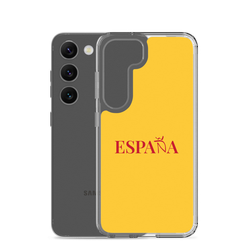 Carcasa transparente Samsung ESPAÑA amarilla letra roja