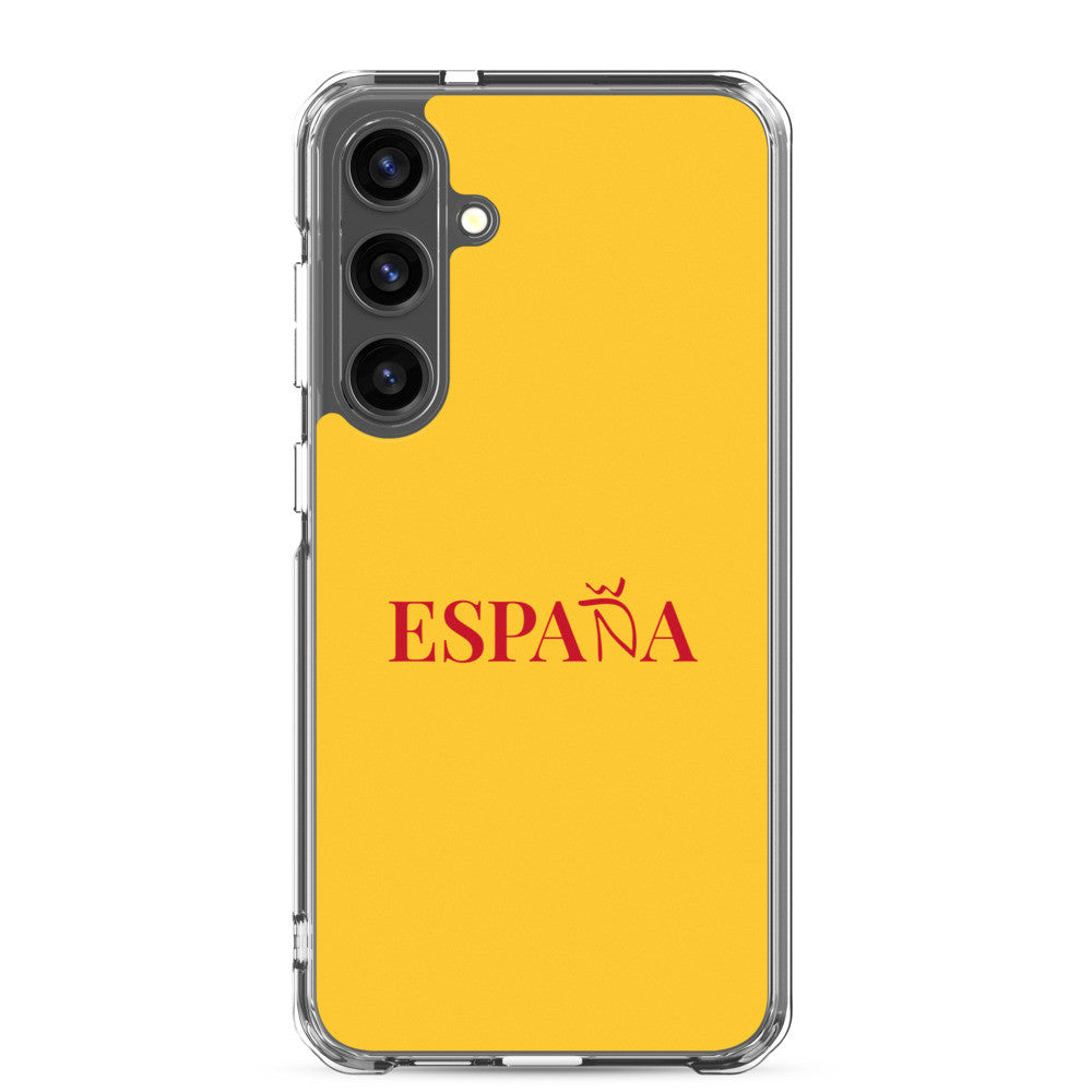 Carcasa transparente Samsung ESPAÑA amarilla letra roja