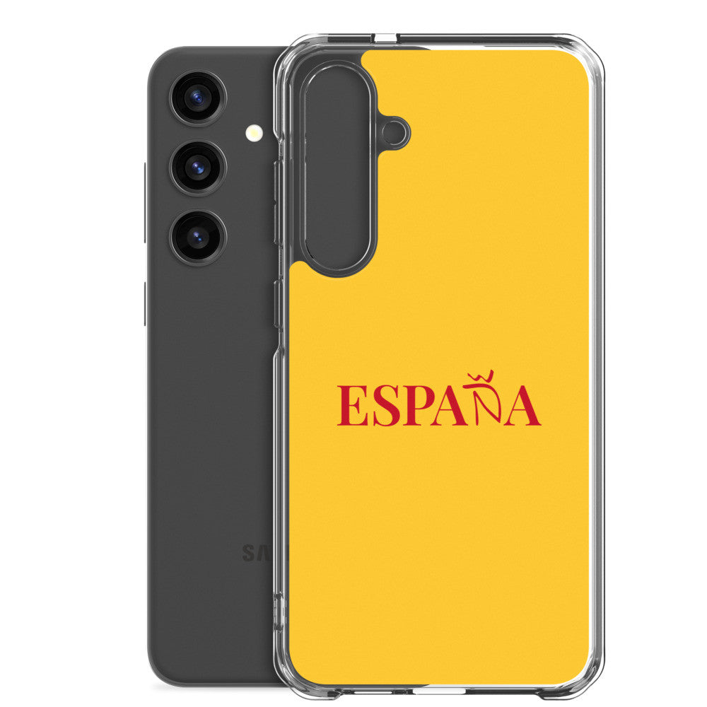 Carcasa transparente Samsung ESPAÑA amarilla letra roja