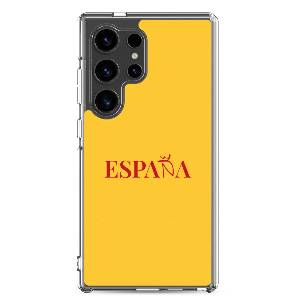 Carcasa transparente Samsung ESPAÑA amarilla letra roja
