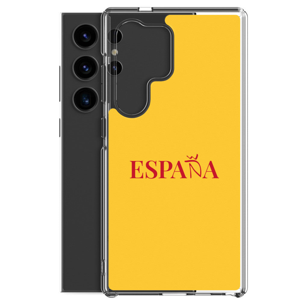 Carcasa transparente Samsung ESPAÑA amarilla letra roja