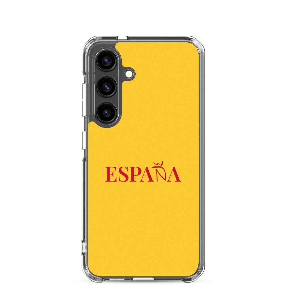 Carcasa transparente Samsung ESPAÑA amarilla letra roja