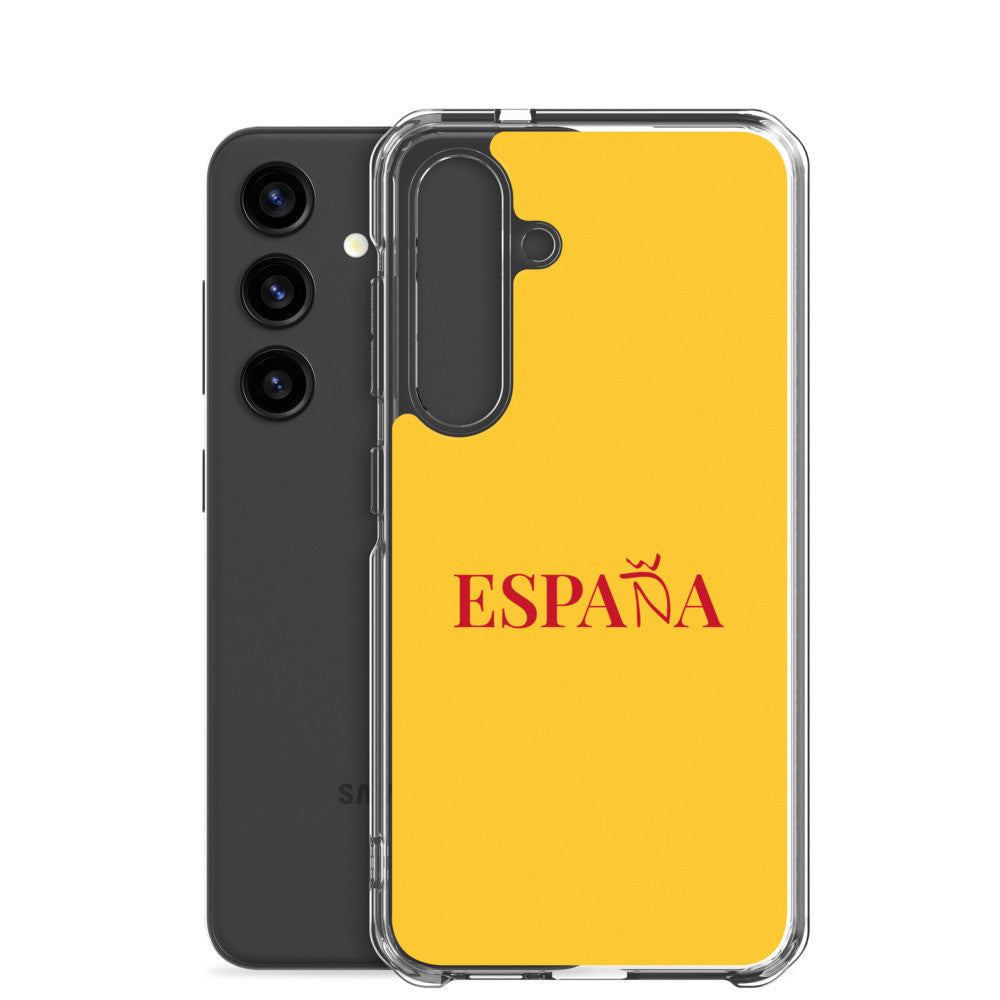 Carcasa transparente Samsung ESPAÑA amarilla letra roja
