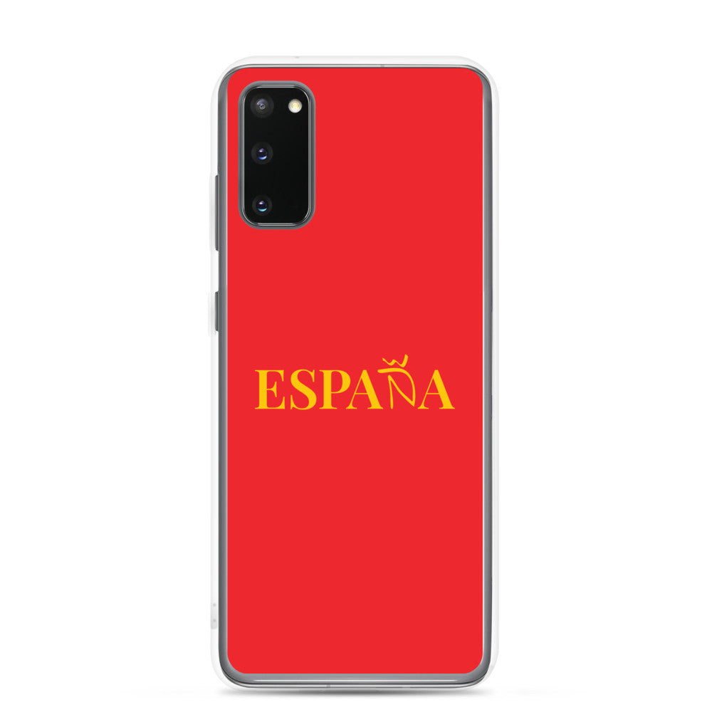 Carcasa transparente Samsung ESPAÑA roja con letra dorada