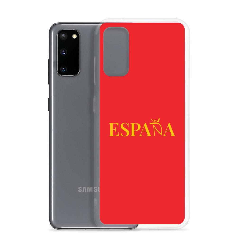 Carcasa transparente Samsung ESPAÑA roja con letra dorada