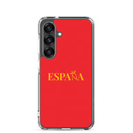 Carcasa transparente Samsung ESPAÑA roja con letra dorada
