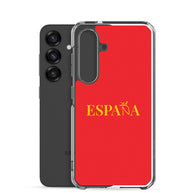 Carcasa transparente Samsung ESPAÑA roja con letra dorada
