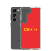Carcasa transparente Samsung ESPAÑA roja con letra dorada