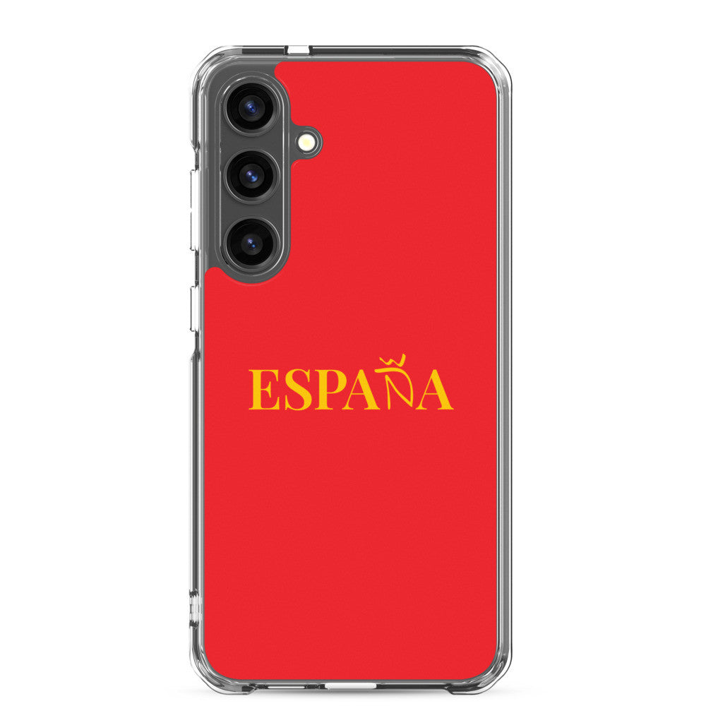 Carcasa transparente Samsung ESPAÑA roja con letra dorada