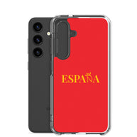 Carcasa transparente Samsung ESPAÑA roja con letra dorada